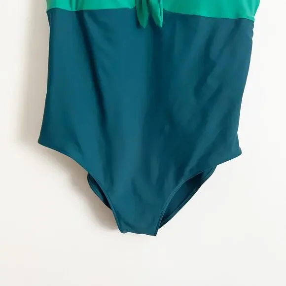 SUMMERSALT Tie Bust Colorblock Swimsuit Blue Green 22